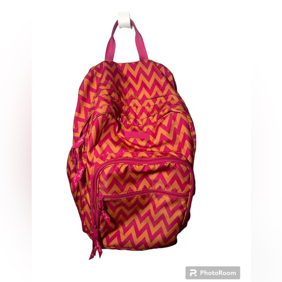 VERA BRADLEY XL backpack Retired print orange and pink chevron - Picture 1 of 8